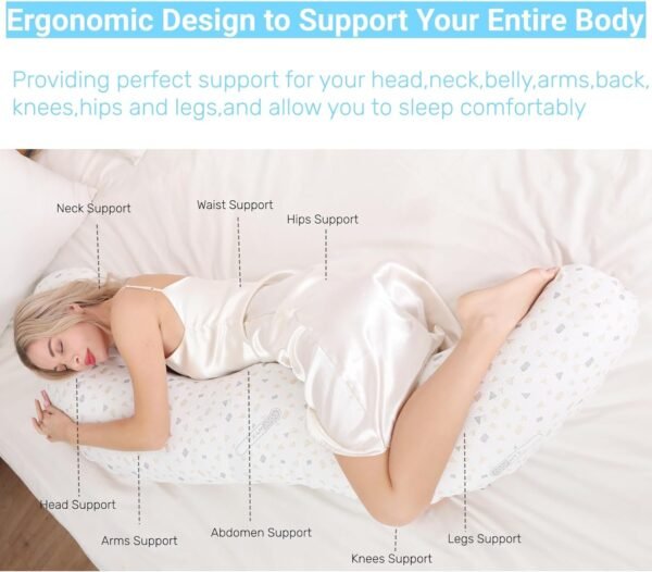 71oqUC-FB_L._AC_SL1500.jpg Full Body Pillow for Side Sleeper,60"*22"*11" Swan Body Pillow with Skin-Friendly Pillowcase,Ergonomic Pregnancy Body Pillow for Head,Belly,Back,Legs and HIPS Relief