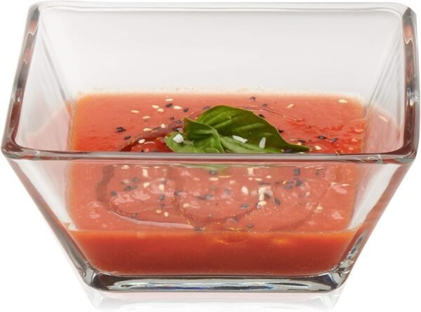 Glass Dinnerware Set, Sleek Square Clear Glass Plates and Bowls Set of 12, Dishwasher Safe Glass Dishes Set for Dinners and Parties