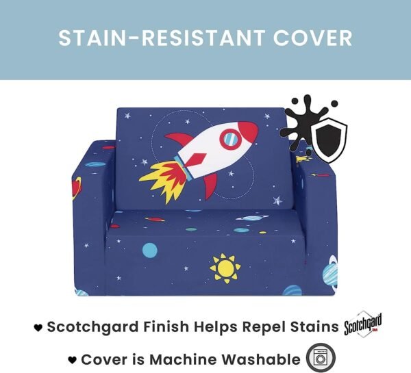 71sUfJLjU6L._AC_SL1500.jpg Delta Children Cozee 2-in-1 Convertible Sofa to Lounger - Comfy Flip Open Couch/Sleeper for Kids, Space