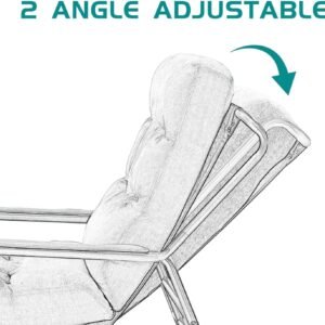 Modern Cotton Fabric Lazy Chair, Accent Contemporary Lounge Chair, Single Steel Frame Leisure Chair with Armrests,Thick Padded Back,(Blue)