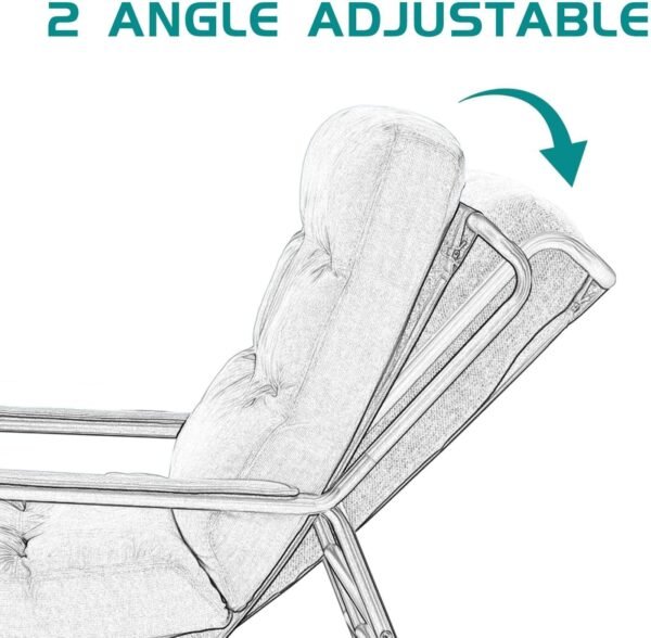 Modern Cotton Fabric Lazy Chair, Accent Contemporary Lounge Chair, Single Steel Frame Leisure Chair with Armrests,Thick Padded Back,(Blue)