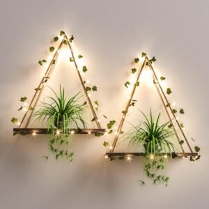 71tN1ANPbML._AC_SL1500.jpg Artificial Ivy LED-Strip Wall Hanging Shelves Set of 2, Macrame Shelf for Bedroom Bathroom Living Room Kitchen, Wood Hanging Plant Shelves for Wall Décor