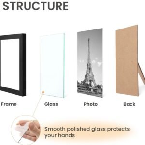 10 Pack Picture Frames Collage Wall Decor with Glass, Gallery Wall Frame Set for Wall Mounting or Tabletop Display, Multi Sizes Including 8x10, 5x7, 4x6 Family Photo Frames, Black