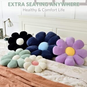 71uFaVNQO5L._AC_SL1400.jpg Flower Shaped Throw Pillow, Butt Cushion, Floor Pillow,Seating Cushion, Room Decor & Plush Pillow for Bedroom Sofa Chair(Green,15.7'')