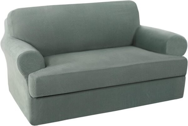 H.VERSAILTEX High Stretch Jacquard 2 Pieces Sofa Cover Couch Cover Furniture Sofa Slip Covers for Living Room, Polyester Spandex Jacquard Fabric Suit for T Cushion/Box Cushion (Sofa 72"-88", Navy)