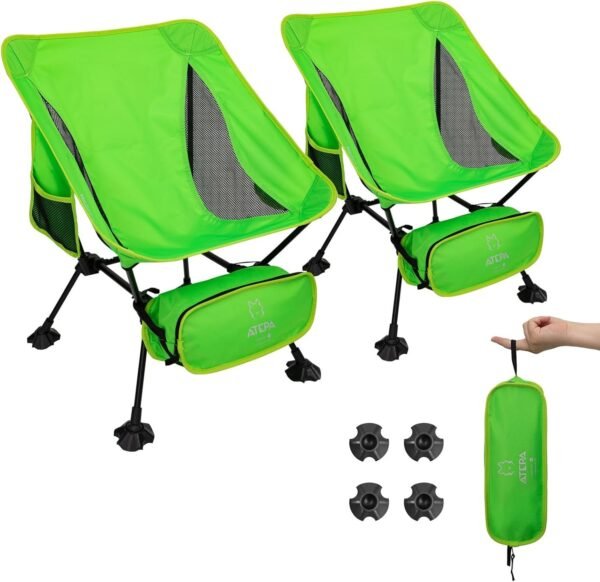 Ultralight Camping Chair for Backpacking Hiking, Portable Compact Lightweight Folding Camp Chairs for Adults - Square Aluminum Frame with Anti-Sinking Feet for Beach Lawn Travel BBQ Outdoor