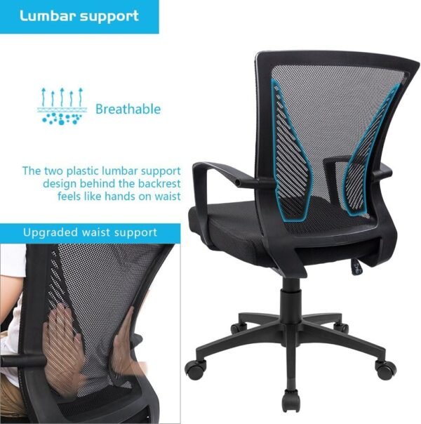 71vBiBYJr9L._AC_SL1000.jpg Office Chair Mid Back Swivel Lumbar Support Desk Chair, Computer Ergonomic Mesh Chair with Armrest (Black)