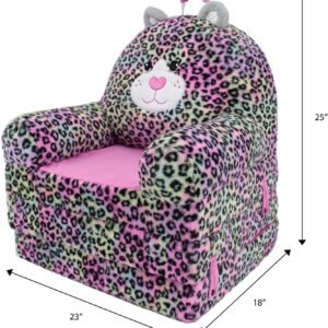 Soft Landing Elite Premium Character Sofa Seat & Transformable Fold-Out Lounger with Carrying Handle – Leopard