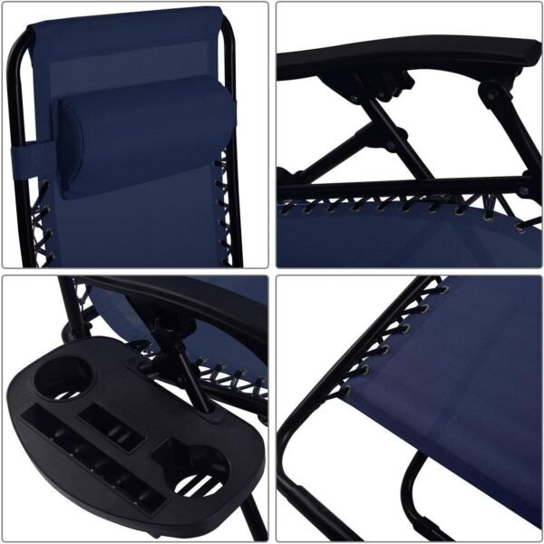 Folding Lawn Beach Recliner Outdoor Zero Gravity Lounge Chair, 1 PC, Navy