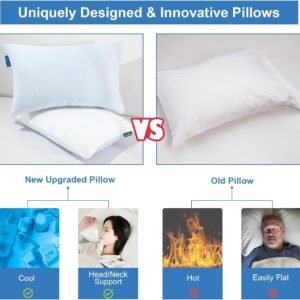 Cooling Shredded Memory Foam Pillow - 2 Packs Cooling Bed Pillow Adjustable Loft for Side Back & Stomach Sleepers Washable Removable Cover with Extra Bag of Fill