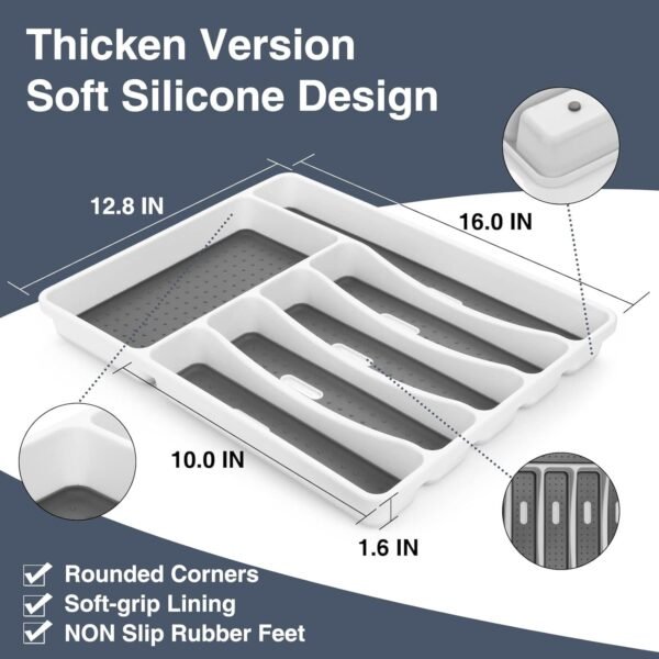 Silverware Set with Organizer, 49 Piece Stainless Steel Hammered Flatware Set for 8, Eating Utensil Sets with Steak knives, Cutlery Tableware Service Include Fork Knife Spoon Set, Mirror Polished