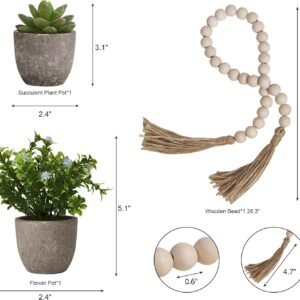 Set of 8 Farmhouse Tiered Tray Decor with 1 Artificial Succulent Plant & 1 Artificial Plant for Rustic Home Sweet Home Kitchen Decor Tier Tray Decor Set