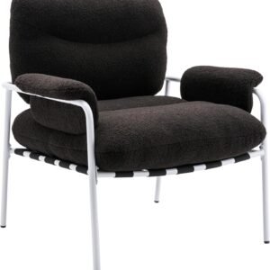 71xqNTHkp0L._AC_SL1500.jpg Black Sherpa Accent Chair Mid Century Modern Living Room Chairs with Metal Legs Comfy Upholstered Reading Single Wide Armchair for Living Room/Bedroom/Guest Room/Lounge