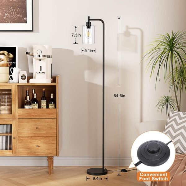 71xxIfKhmgL._AC_SL1500.jpg Industrial Floor Lamp with Glass Shade - Black, LED Bulbs, Foot Pedal Switch, Easy Assembly