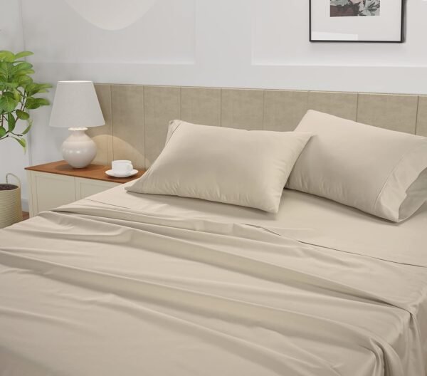 Queen Sheet Set, 4 Pc Queen Size Sheets Set, 450 Thread Count 100% Cotton Sheets, Cooling Sheets Queen Size, Soft and Breathable Bed Sheets Queen, Deep Pocket Queen Sheets - Ivory