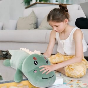 71y57NM0cVL._AC_SL1500.jpg Dinosaur Plush Toy Pillow,Cute Dinosaur Stuffed Animals Doll,Soft Lumbar Back Cushion Big Dinosaur Plushies Stuffed Toy Cute Pillows,Great Gift for Kids Birthday,Valentine (Green,31.4in)