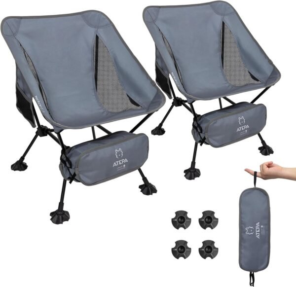 Ultralight Camping Chair for Backpacking Hiking, Portable Compact Lightweight Folding Camp Chairs for Adults - Square Aluminum Frame with Anti-Sinking Feet for Beach Lawn Travel BBQ Outdoor