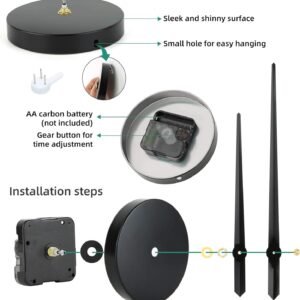 Frameless DIY Wall Clock,Large Modern 3D Mirror Sticker kit for Home Living Room Bedroom Office Wall Decorations(Black)