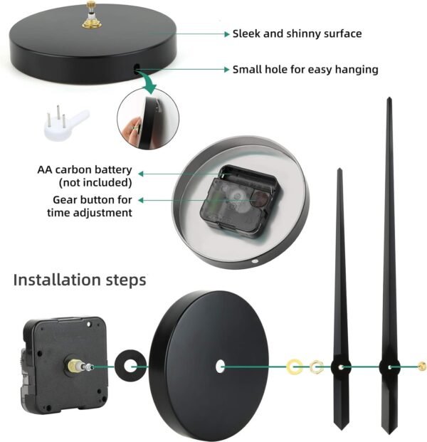 Frameless DIY Wall Clock,Large Modern 3D Mirror Sticker kit for Home Living Room Bedroom Office Wall Decorations(Black)