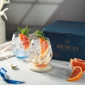 Premium Stemless Wine Glass | Handmade In Europe | 18oz Colored Stemless Crystal Wine Glasses set 6