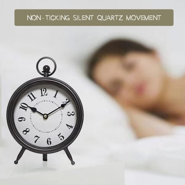 71zIN0LcB2L._AC_SL1500.jpg Vintage Black Table Clock on Stand, Decorative Desk and Shelf Clock, Rustic Mantel Clock Farmhouse Clock Non-Ticking