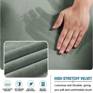 81-87aq7K5L._AC_SL1500.jpg H.VERSAILTEX Real Velvet Futon Cover Armless Sofa Covers Sofa Bed Covers Stretch Futon Couch Cover Sofa Slipcover Furniture Protector Thick Soft Cozy Velvet Fabric Form Fitted Stay In Place, Sea Grass