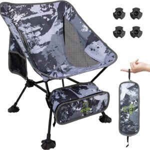 Ultralight Camping Chair for Backpacking Hiking, Portable Compact Lightweight Folding Camp Chairs for Adults - Square Aluminum Frame with Anti-Sinking Feet for Beach Lawn Travel BBQ Outdoor