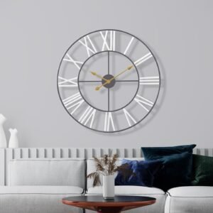 Large Wall Clock for Living Room Decor, (40CM) 16 Inch Wall Clock Decorative, Metal Analog Roman Numeral Wall Clock Modern Wall Clocks - Large Clock Home Decor (Gold)