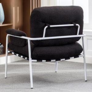 816kLYYgMNL._AC_SL1500.jpg Black Sherpa Accent Chair Mid Century Modern Living Room Chairs with Metal Legs Comfy Upholstered Reading Single Wide Armchair for Living Room/Bedroom/Guest Room/Lounge