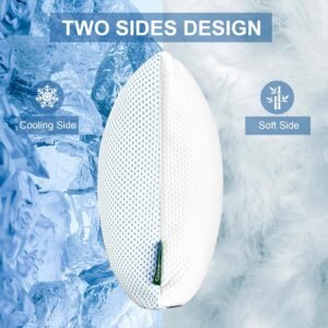 Cooling Shredded Memory Foam Pillow - 2 Packs Cooling Bed Pillow Adjustable Loft for Side Back & Stomach Sleepers Washable Removable Cover with Extra Bag of Fill