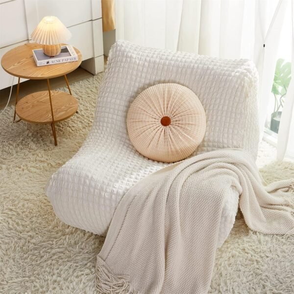 Single Seated Foam Sofa Covers, One Piece 3D High Density Couch Covers, Removable and Machine Washable Covers, Universally Matched with All Floor Sofas On The Market (Seersucker Milky White)