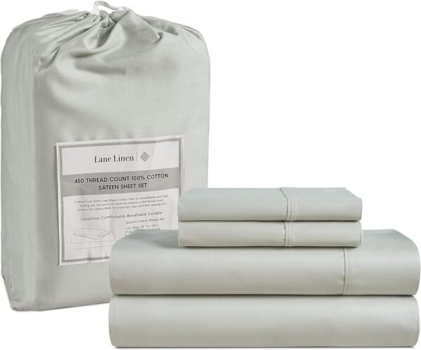 Queen Sheet Set, 4 Pc Queen Size Sheets Set, 450 Thread Count 100% Cotton Sheets, Cooling Sheets Queen Size, Soft and Breathable Bed Sheets Queen, Deep Pocket Queen Sheets - Ivory