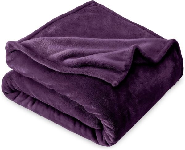 Bare Home Fleece Blanket - Full/Queen Blanket - Plum - Lightweight Blanket for Bed, Sofa, Couch, Camping, and Travel - Microplush - Ultra Soft Warm Blanket (Full/Queen, Plum)