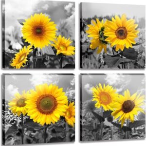 81Agoo2jnnL._AC_SL1500.jpg Wall Art Decor - 4 Panels Sunflower Canvas Wall Art Giclee Modern Home Decoration Watercolor Poster Canvas Picture for Living Room Ready to Hang
