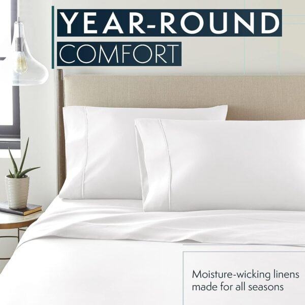 81BPNHyA3yL._AC_SL1500.jpg King Size Sheets Set, 4 pc Bed Sheets & Pillowcases Set - Machine Washable for Easy Care - Soft & Breathable All Season Microfiber Sheets with Deep Pockets - White