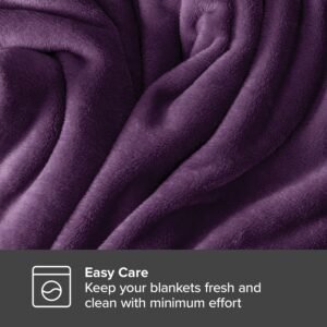 Bare Home Fleece Blanket - Full/Queen Blanket - Plum - Lightweight Blanket for Bed, Sofa, Couch, Camping, and Travel - Microplush - Ultra Soft Warm Blanket (Full/Queen, Plum)