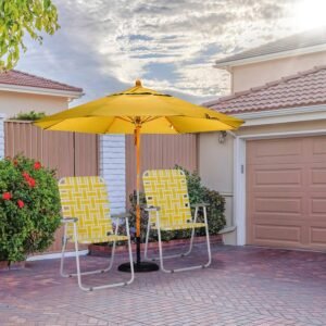 Set of 2 Patio Folding Lawn Chair, Outdoor Beach Chair Portable Camping Chair, Webbed Folding Chair for Yard, Garden (Yellow)