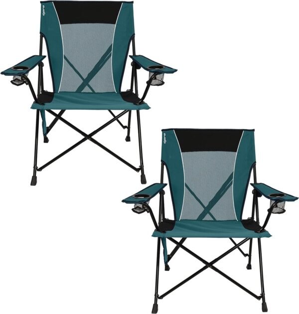 Dual Lock Portable Chair with Cooler - Vik Black, Folding, Camping, 300 lb Capacity, 2 Cup Holders