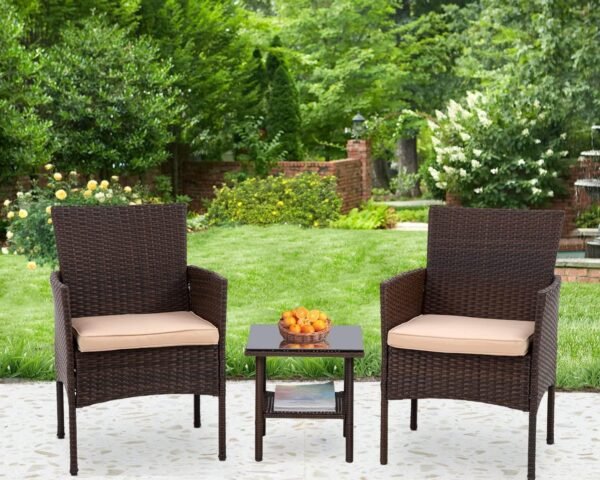 81CYGAP_hPL._AC_SL1500.jpg 3 Piece Furniture Patio Chairs Wicker Outdoor Rattan Conversation Bistro Set for Backyard Porch Poolside Lawn (Brown)