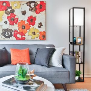 3-in-1 Shelf Floor Lamp with 1 USB&Type C&1 AC Outlet, 3-Tiered LED Shelf Lamp, Shelf & Storage Floor Lamp Combination Modern Standing Light