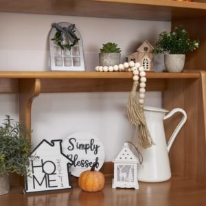 Set of 8 Farmhouse Tiered Tray Decor with 1 Artificial Succulent Plant & 1 Artificial Plant for Rustic Home Sweet Home Kitchen Decor Tier Tray Decor Set