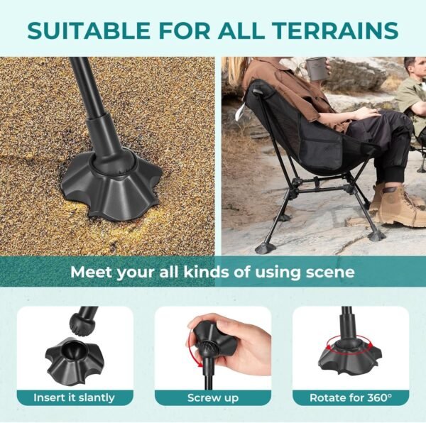 Ultralight Camping Chair for Backpacking Hiking, Portable Compact Lightweight Folding Camp Chairs for Adults - Square Aluminum Frame with Anti-Sinking Feet for Beach Lawn Travel BBQ Outdoor