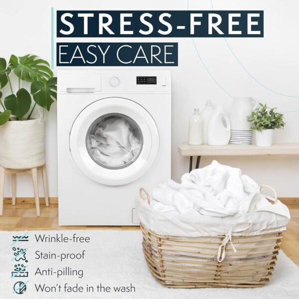 81Dv5iiRF5L._AC_SL1500.jpg King Size Sheets Set, 4 pc Bed Sheets & Pillowcases Set - Machine Washable for Easy Care - Soft & Breathable All Season Microfiber Sheets with Deep Pockets - White