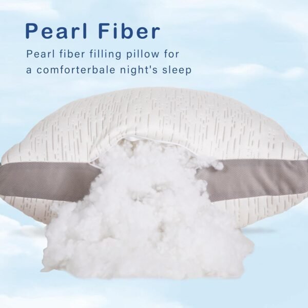 Pillows Queen Size Set of 2 - Rayon Derived from Bamboo Cool Cover, Soft Down Alternative Fluffy Filling, Cooling Breathable Pillow, Adjustbale Pillows for Side Back Stomach Sleepers