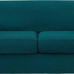 4 Piece Sofa Cover High Stretch Couch Slipcover for 3 Cushion Soft Sofa Slipcover Jacquard Fabric Furniture Covers with Elastic Bottom Machine Washable(Light Gray,Large)