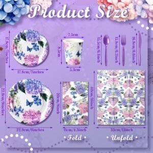 400 Pcs Flower Plates and Napkins for 50 Guests Baby Bridal Shower Party Decorations Disposable Dinnerware Set Disposable Plates Napkins Cups Set for Summer Christmas Party Supplies