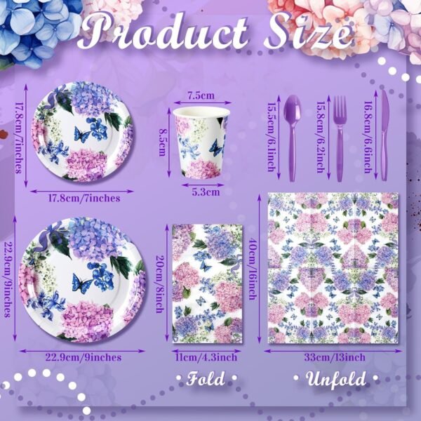 400 Pcs Flower Plates and Napkins for 50 Guests Baby Bridal Shower Party Decorations Disposable Dinnerware Set Disposable Plates Napkins Cups Set for Summer Christmas Party Supplies