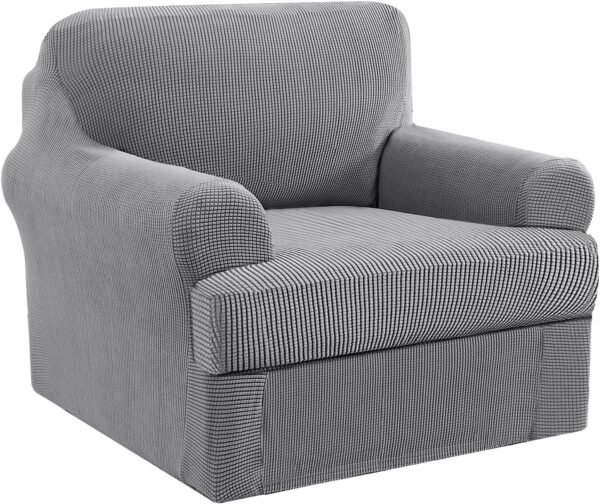 H.VERSAILTEX High Stretch Jacquard 2 Pieces Sofa Cover Couch Cover Furniture Sofa Slip Covers for Living Room, Polyester Spandex Jacquard Fabric Suit for T Cushion/Box Cushion (Sofa 72"-88", Navy)