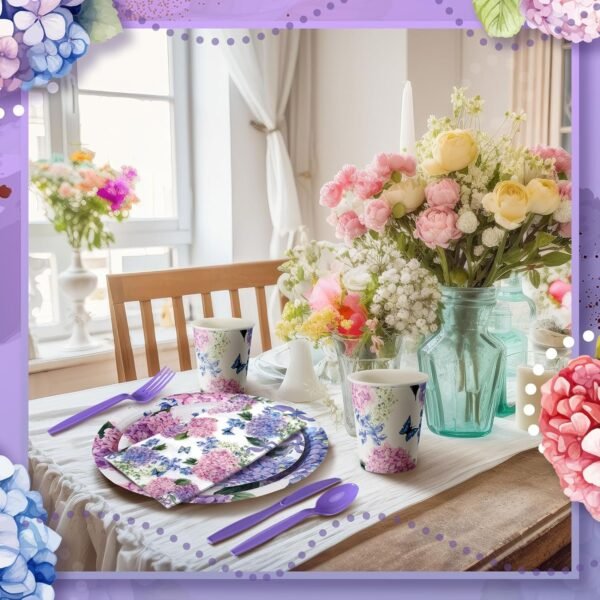 400 Pcs Flower Plates and Napkins for 50 Guests Baby Bridal Shower Party Decorations Disposable Dinnerware Set Disposable Plates Napkins Cups Set for Summer Christmas Party Supplies