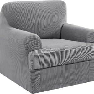 H.VERSAILTEX High Stretch Jacquard 2 Pieces Sofa Cover Couch Cover Furniture Sofa Slip Covers for Living Room, Polyester Spandex Jacquard Fabric Suit for T Cushion/Box Cushion (Sofa 72"-88", Navy)